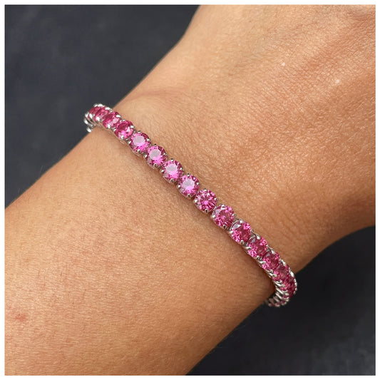 ICED OUT 4MM "MAGENTA TENNIS" ARMBAND - ICERAIN JEWELRY