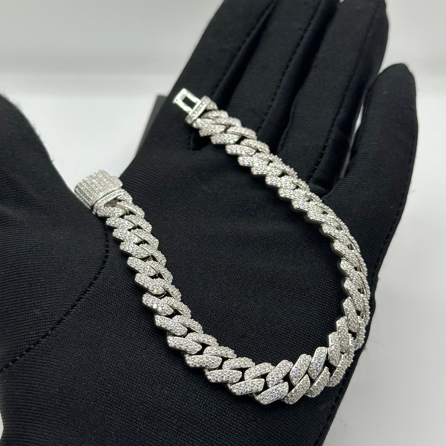 Luxus Iced Out 10-14mm Moissanite "Prong Cuban" Whitegold 925S Silver Armbänder [HEAVY VERSION] - ICERAIN JEWELRY