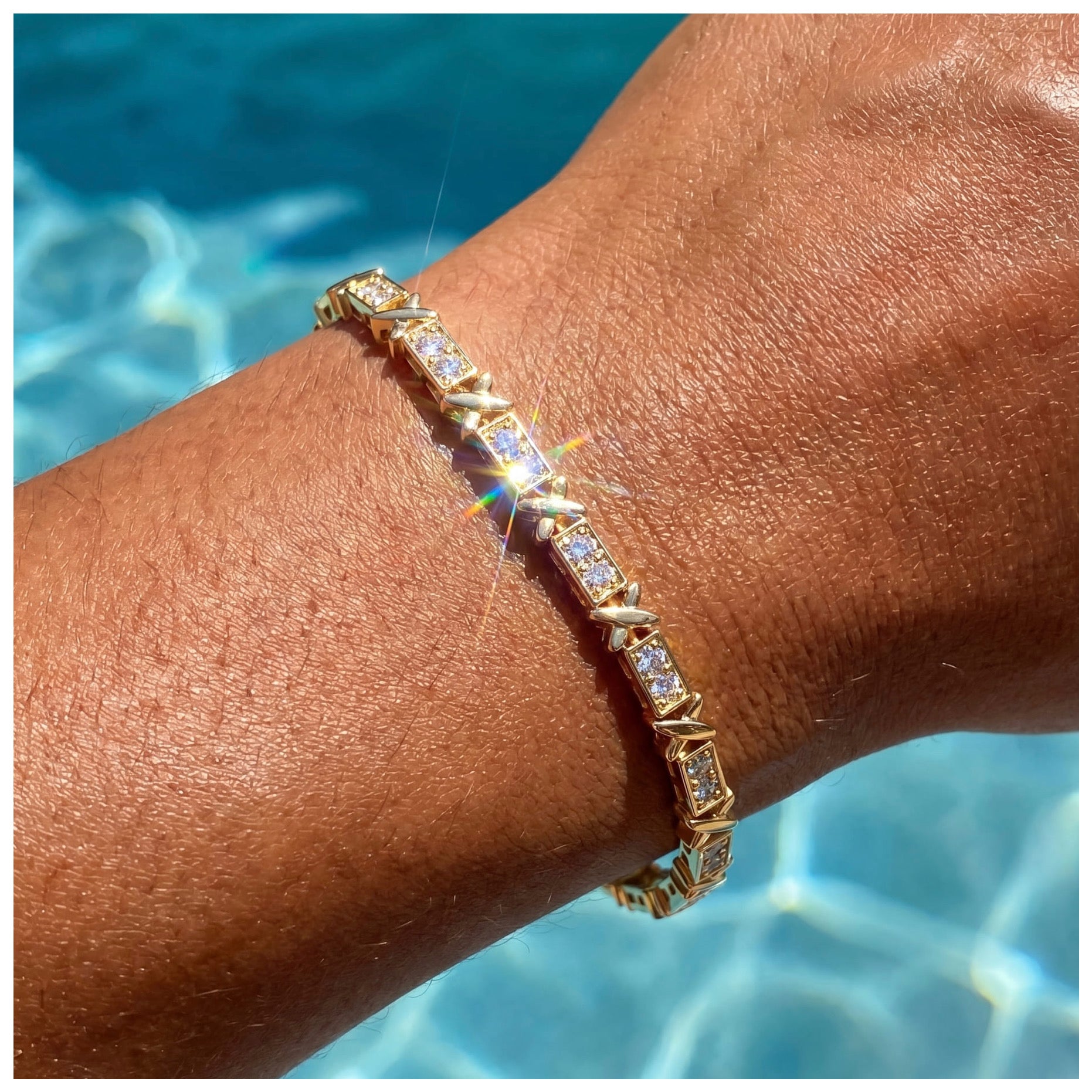 ICED OUT 3MM "GOLD XONE" ARMBAND - ICERAIN JEWELRY