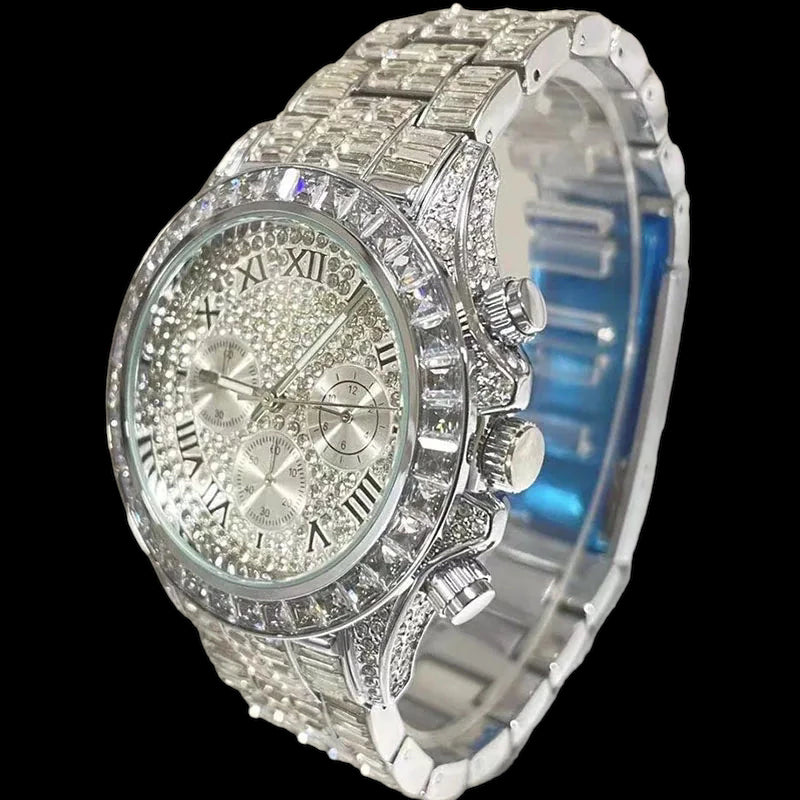 Luxus Designer Iced Out "Roma" Uhr + Box + Armbandkürzer