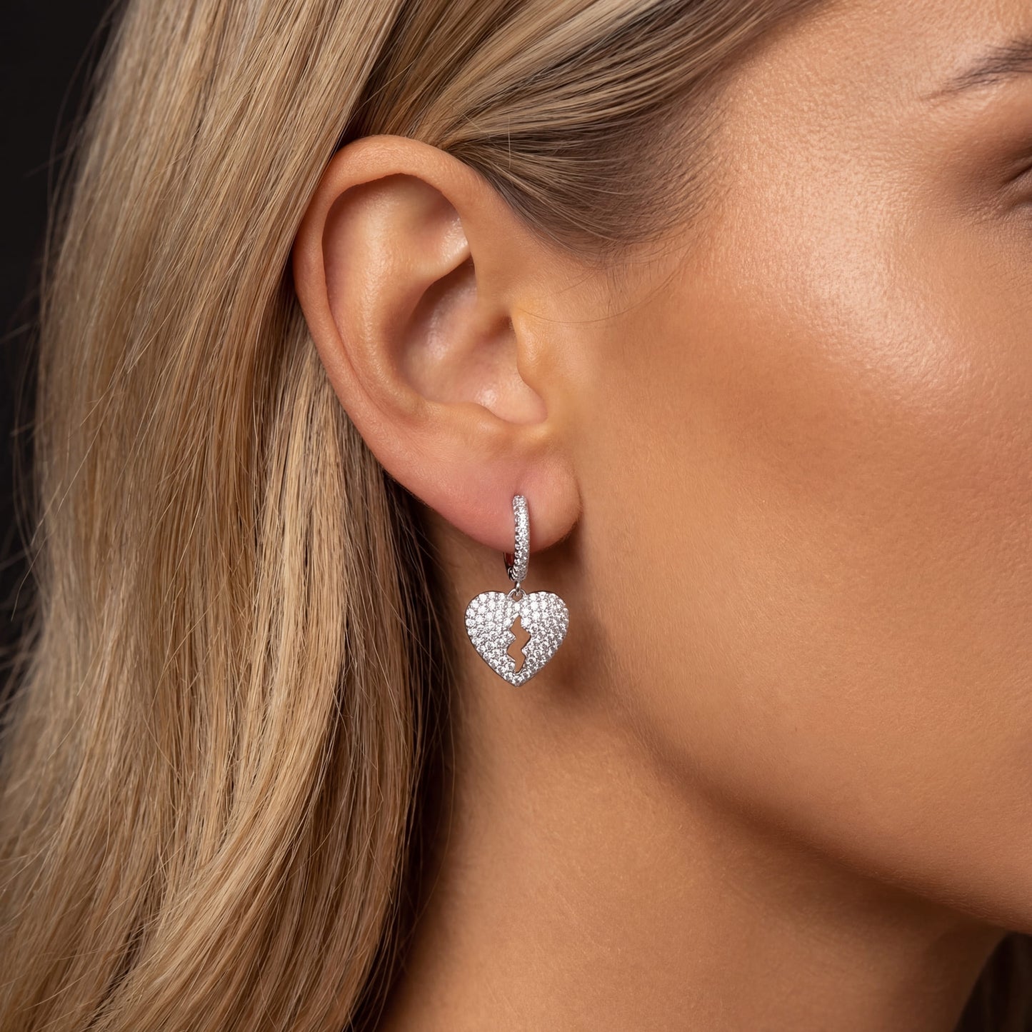 ICED OUT "SILVER BROKEN HEART" OHRRINGE - ICERAIN JEWELRY