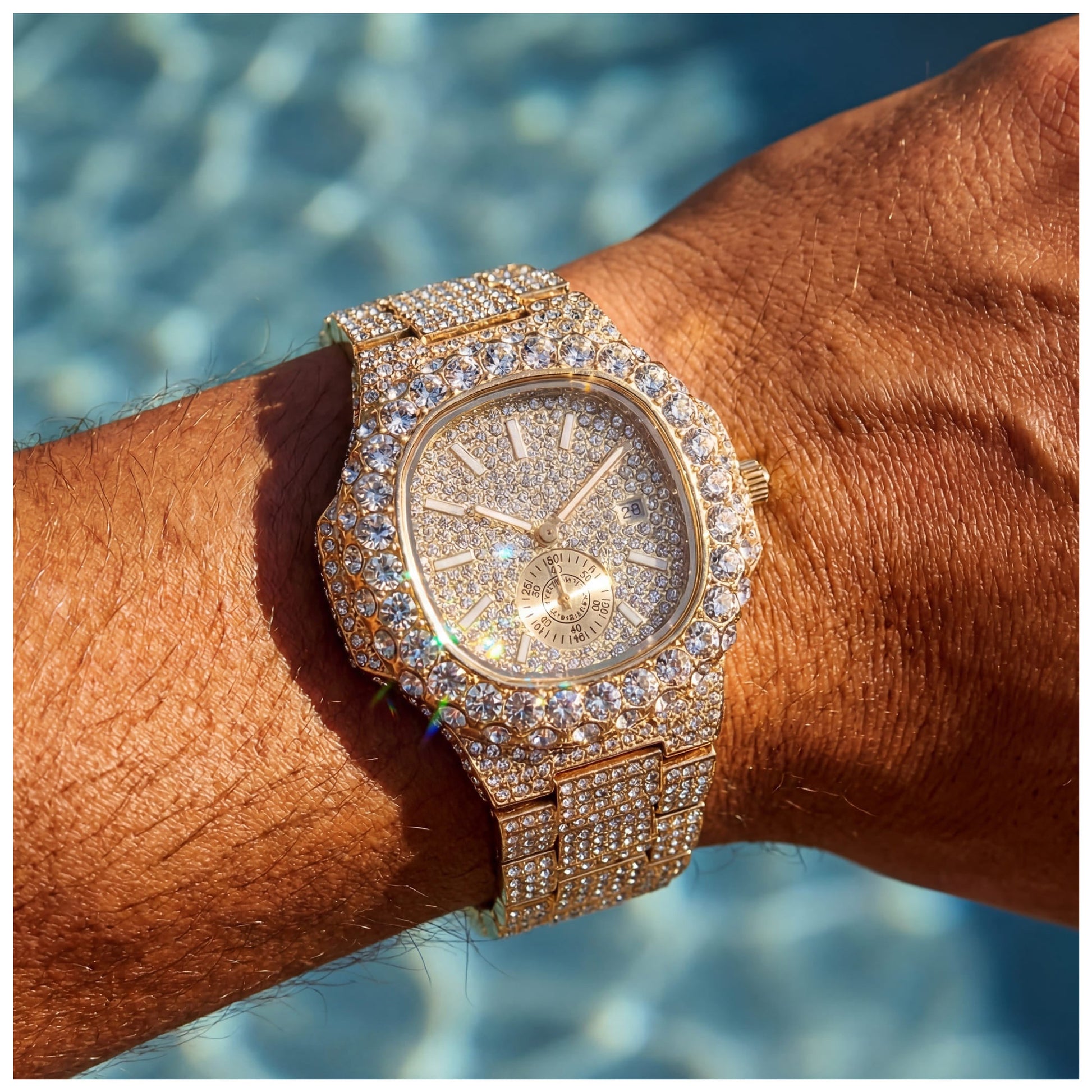 SALE | ICED OUT "GOLD SCINTILLARE" UHR - ICERAIN JEWELRY