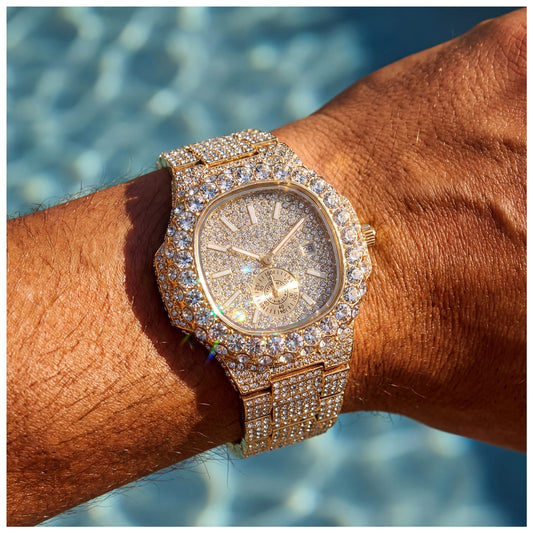 SALE | ICED OUT "GOLD SCINTILLARE" UHR - ICERAIN JEWELRY