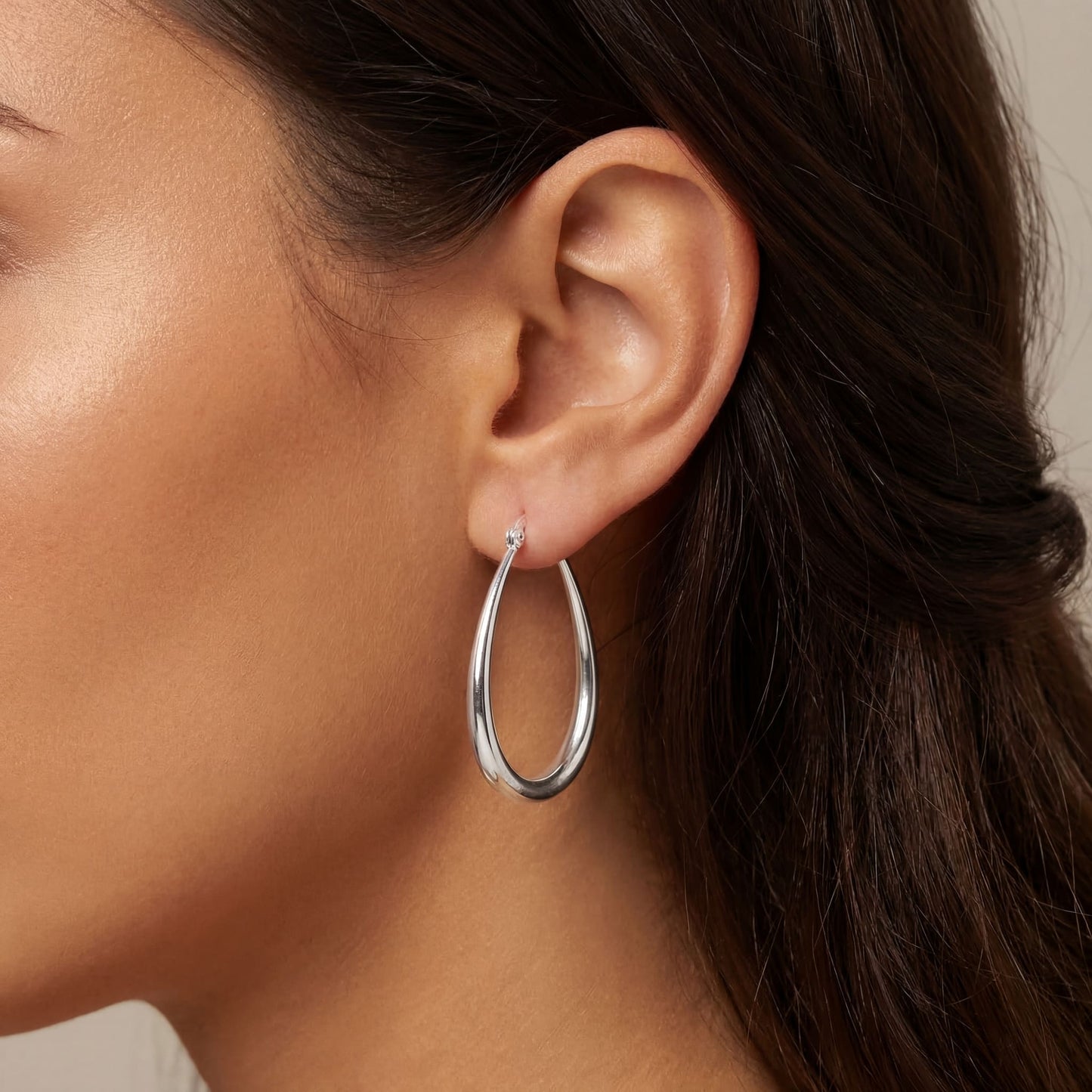 925S SILVER "OVAL HOOP" OHRRINGE - ICERAIN JEWELRY