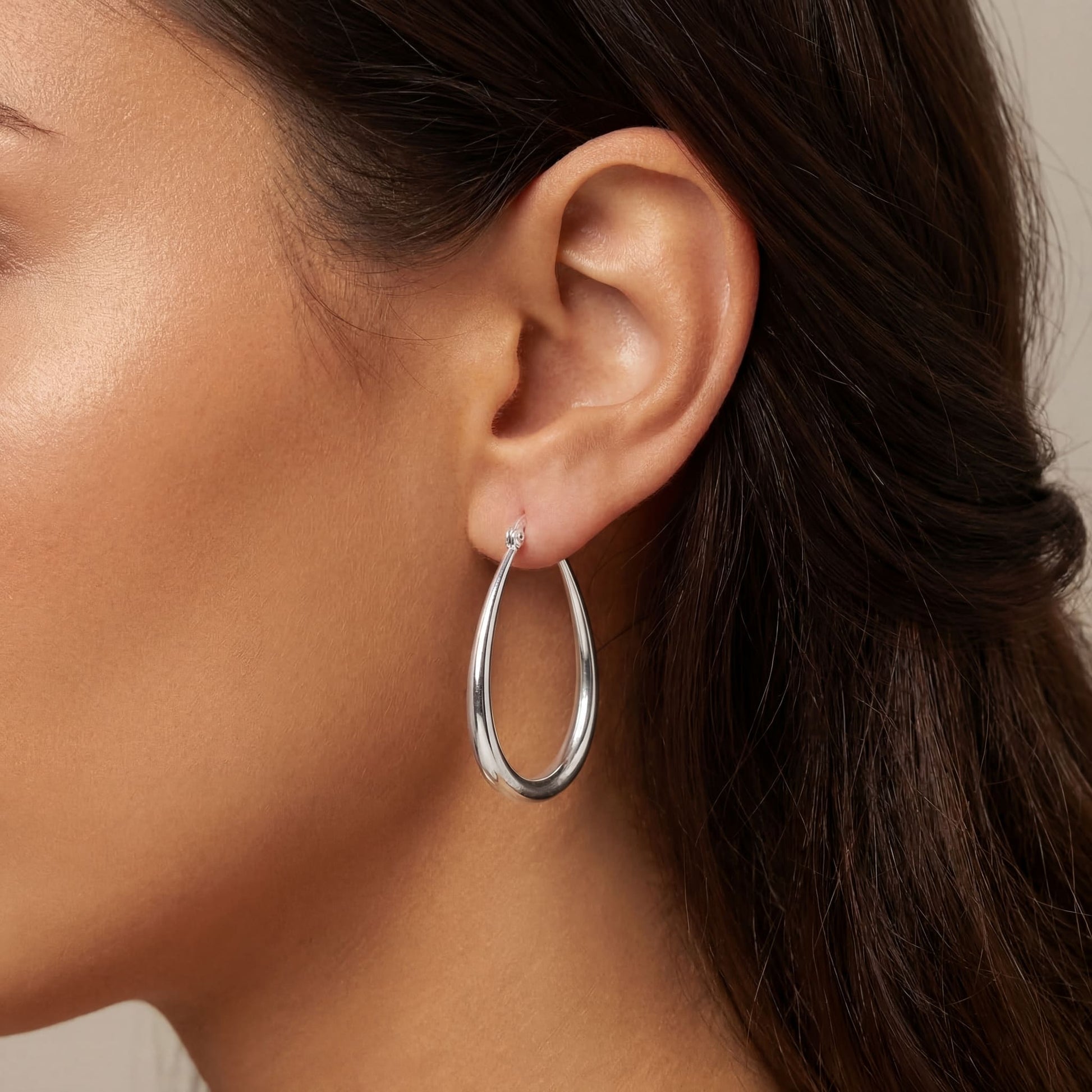 925S SILVER "OVAL HOOP" OHRRINGE - ICERAIN JEWELRY