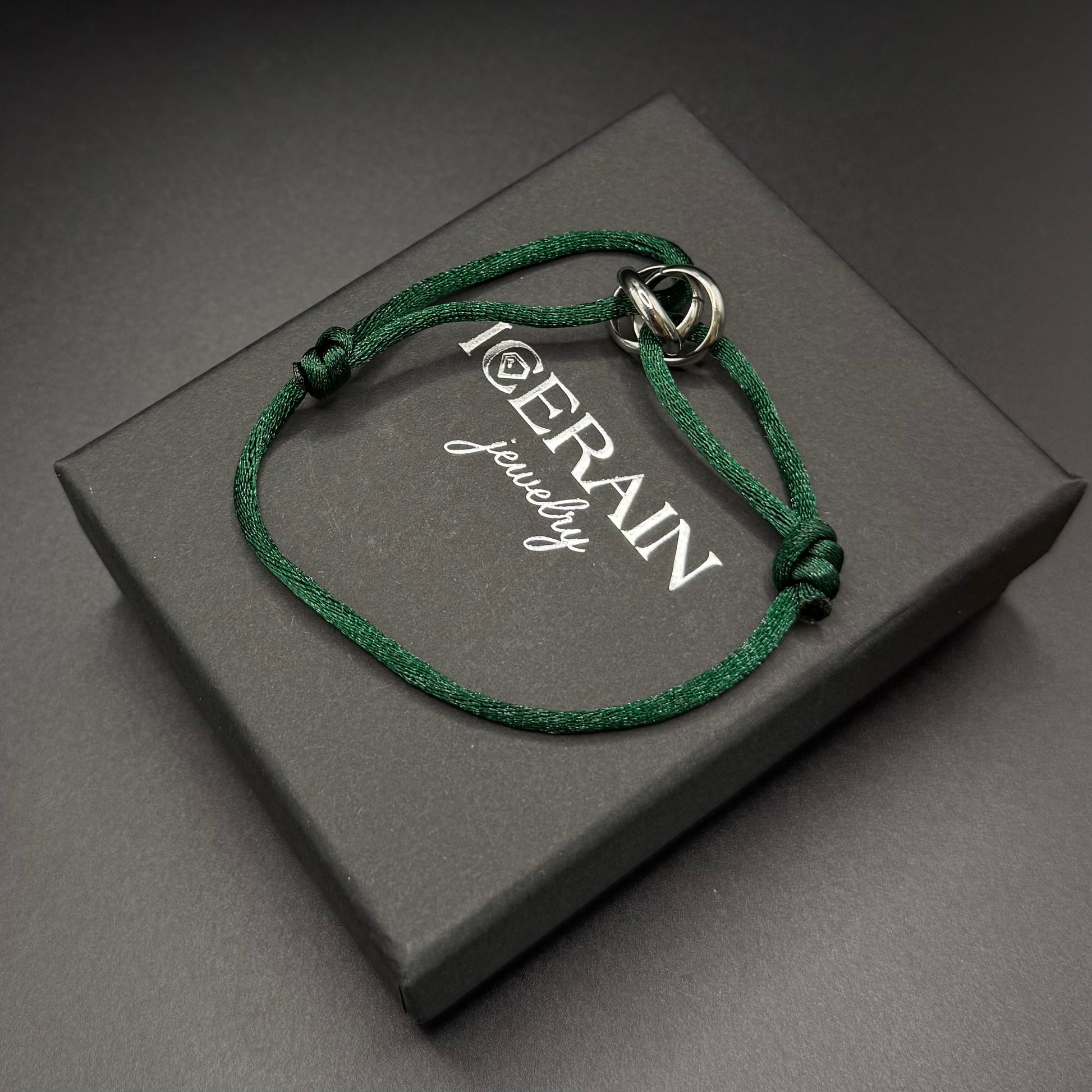 SALE | STOFF/EDELSTAHL "GREEN/SILVER TRICOLOR" ARMBAND - ICERAIN JEWELRY