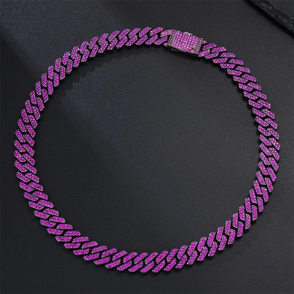 ICED OUT 12MM "PURPLE PRONG CUBAN" KETTE - ICERAIN JEWELRY