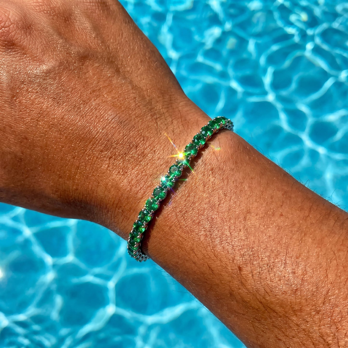 ICED OUT 4MM "GREEN TENNIS" ARMBAND - ICERAIN JEWELRY