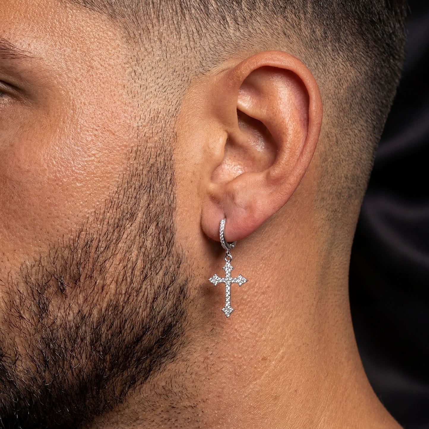 ICED OUT "SILVER ROYAL CROSS" OHRRINGE - ICERAIN JEWELRY