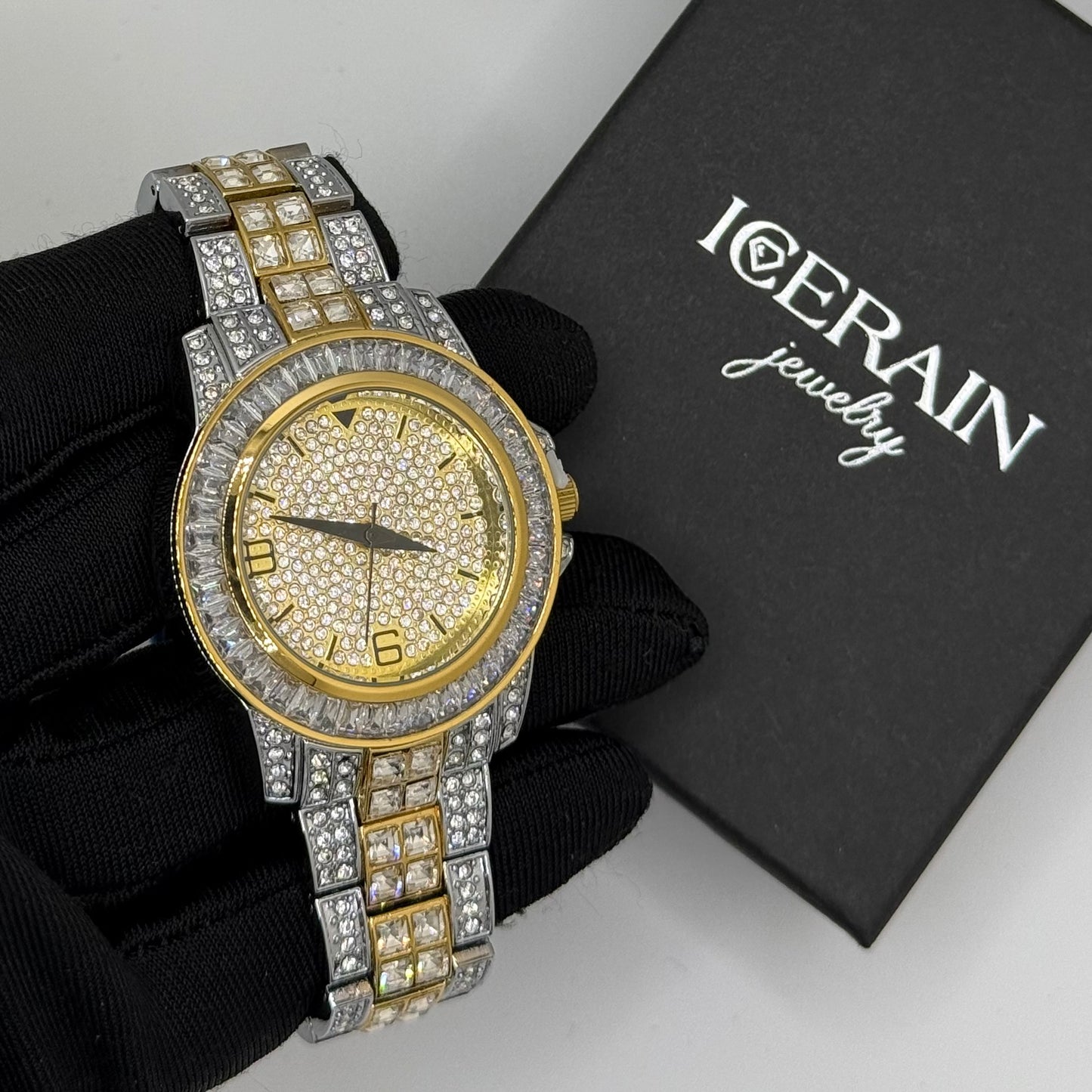 Luxus Designer Iced Out "Bogi" Uhr + Box + Armbandkürzer - ICERAIN JEWELRY