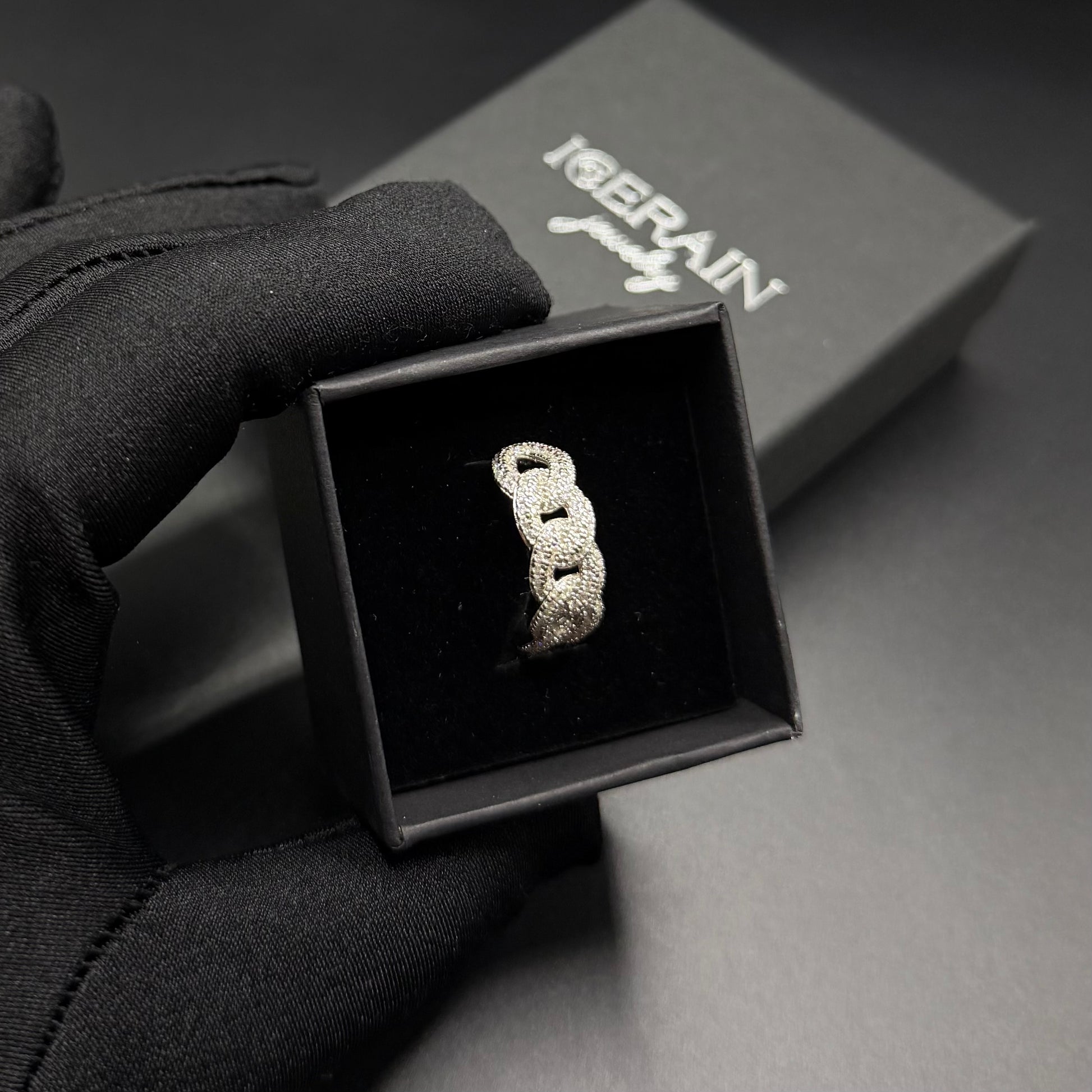 ICED OUT MOISSANITE "HALF CUBAN" WEISSGOLD 925S SILVER RING - ICERAIN JEWELRY