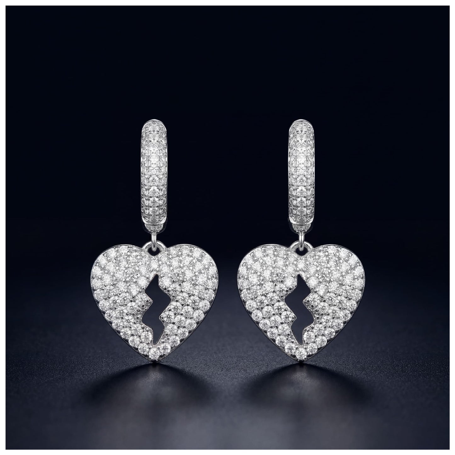 ICED OUT "SILVER BROKEN HEART" OHRRINGE - ICERAIN JEWELRY