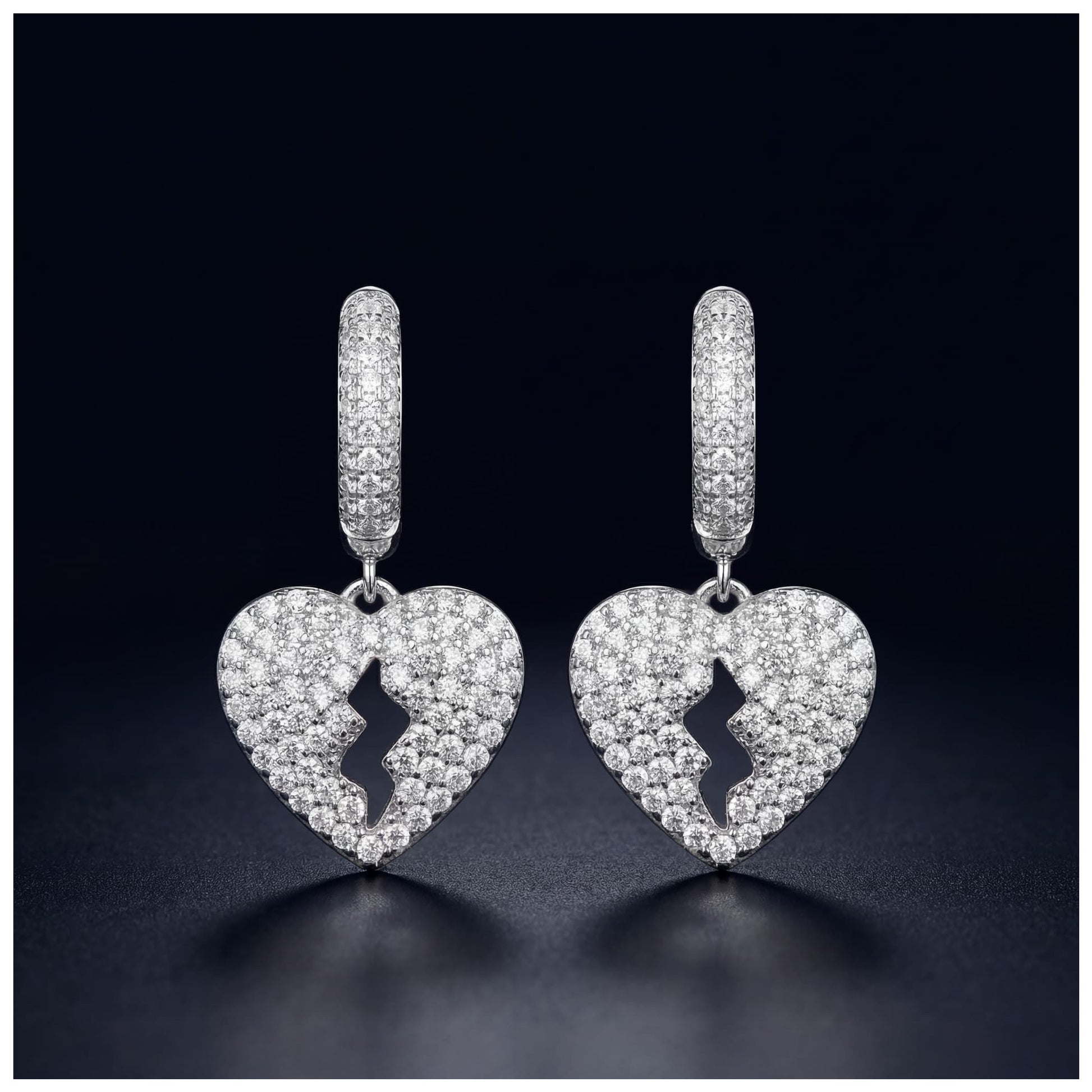ICED OUT "SILVER BROKEN HEART" OHRRINGE - ICERAIN JEWELRY