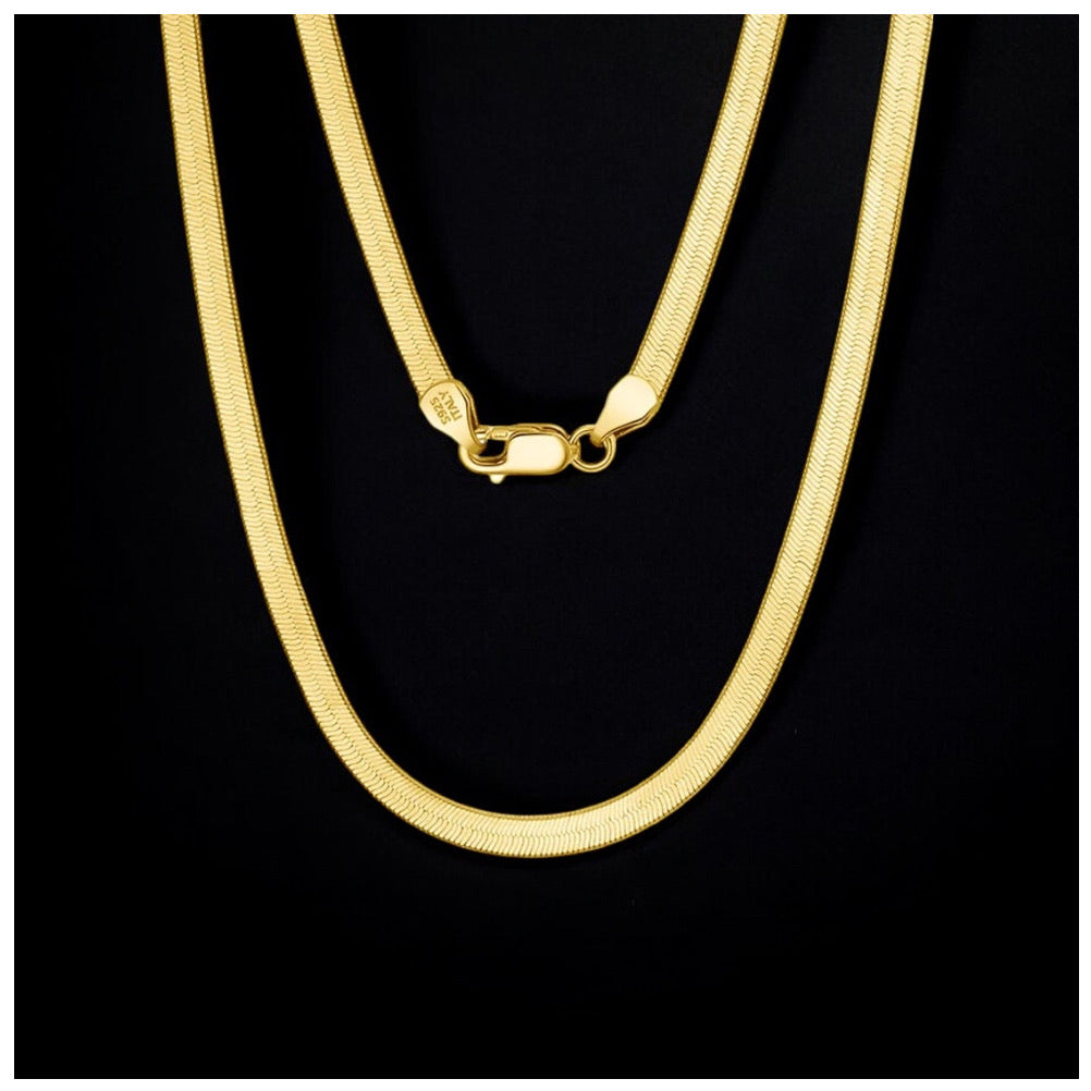 925S SILVER 18K GOLD "HERRINGBONE" KETTE - ICERAIN JEWELRY