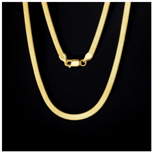 925S SILVER 18K GOLD "HERRINGBONE" KETTE - ICERAIN JEWELRY