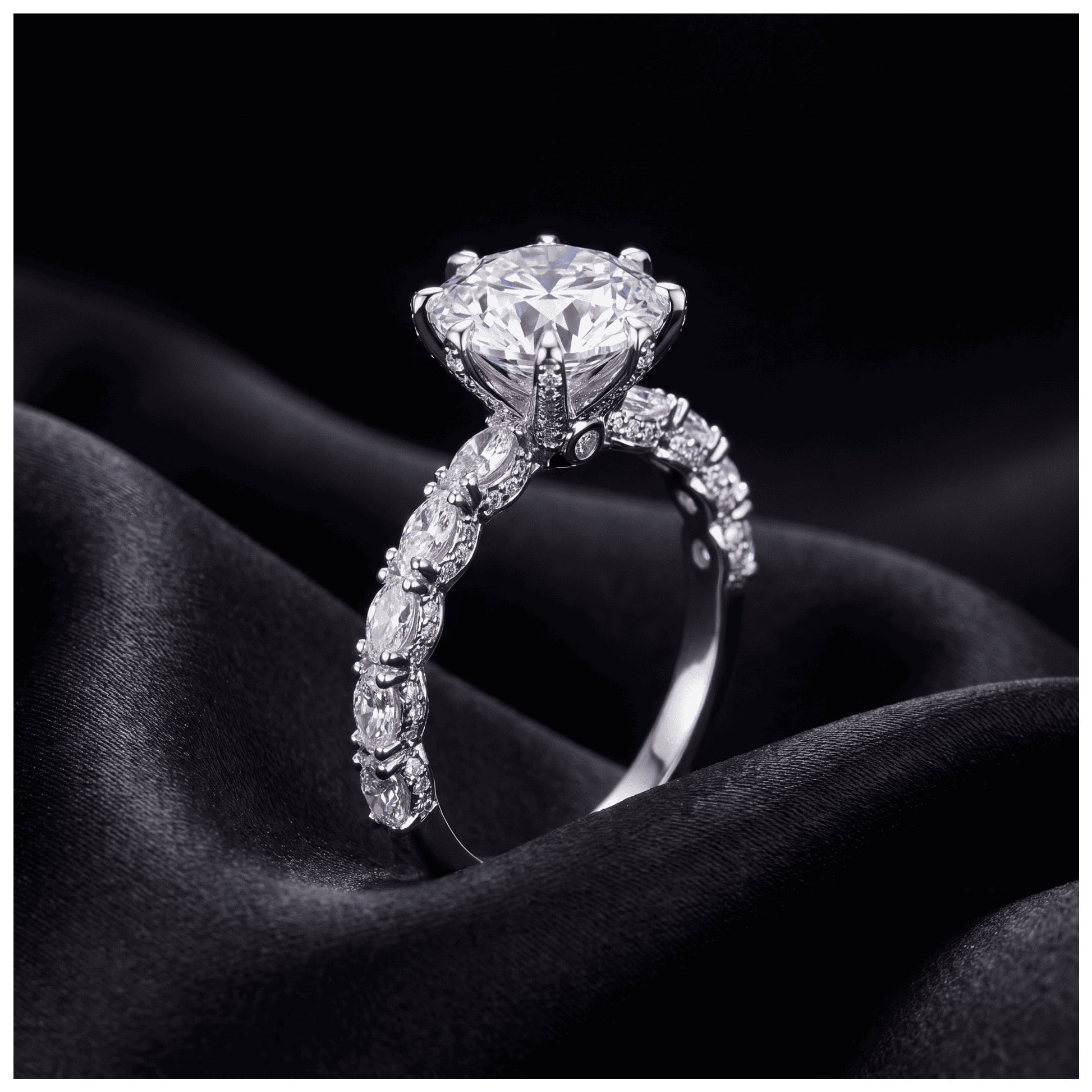 SALE | ICED OUT MOISSANITE GRÖßE 6 (52MM UMFANG) "SPOSARE" WEISSGOLD 925S SILVER RING - ICERAIN JEWELRY