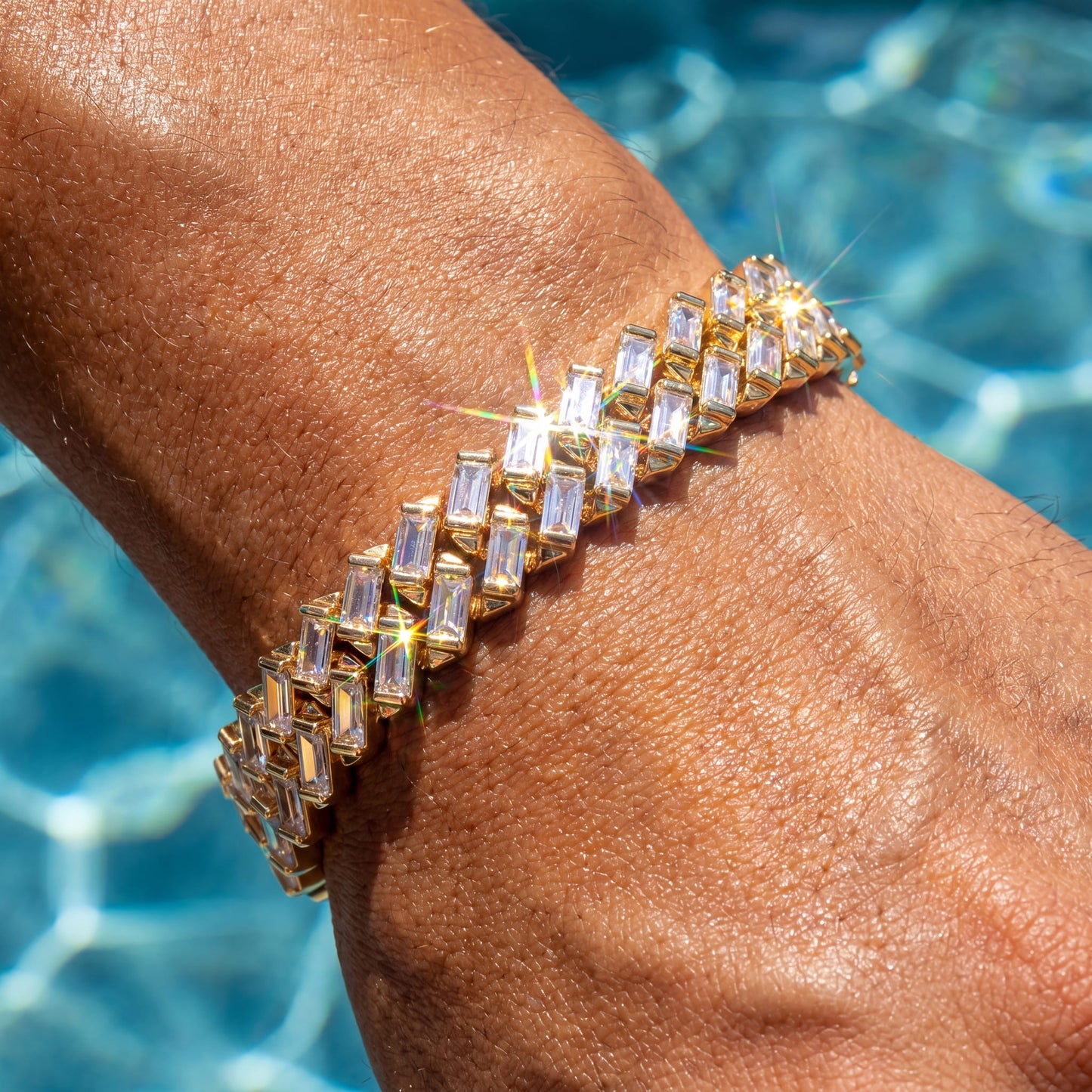 ICED OUT 12MM "GOLD PRONG CUBAN V2" ARMBAND - ICERAIN JEWELRY