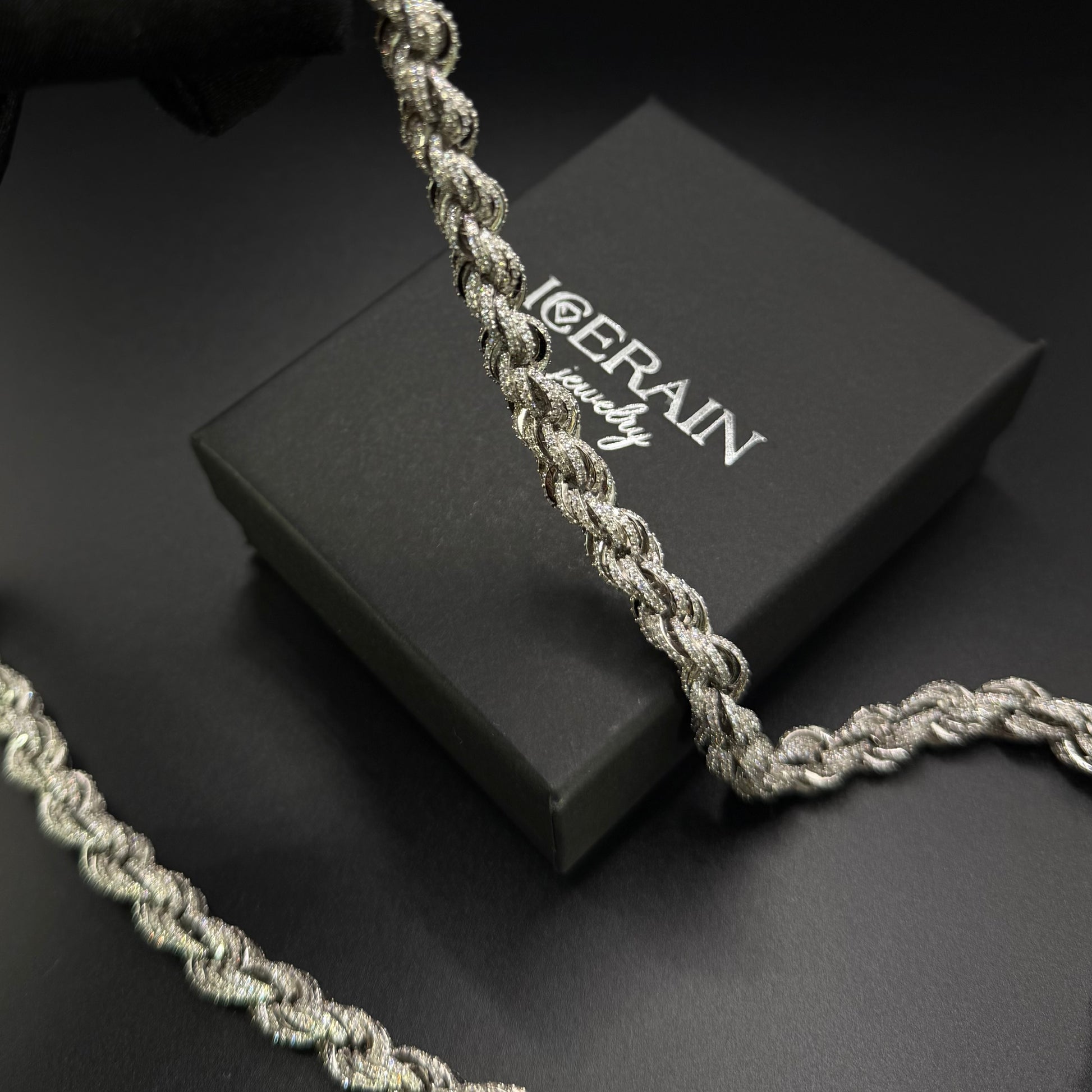 ICED OUT 8MM MOISSANITE "ROPE" WEISSGOLD 925S SILVER KETTE - ICERAIN JEWELRY