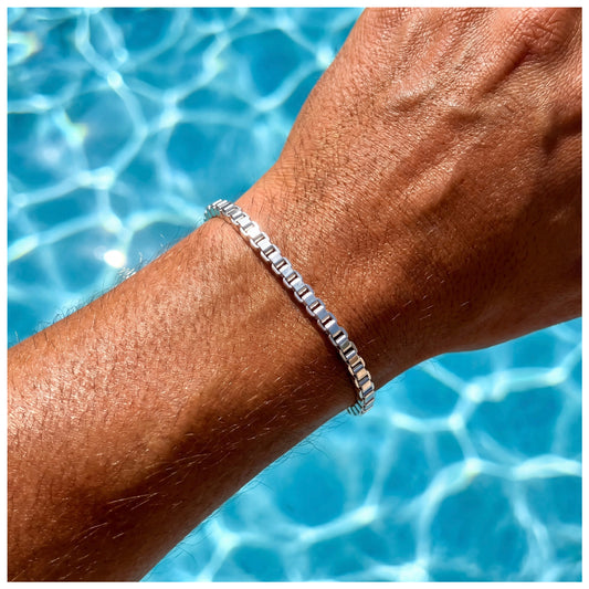 925S SILVER 3MM "BOX" ARMBAND - ICERAIN JEWELRY
