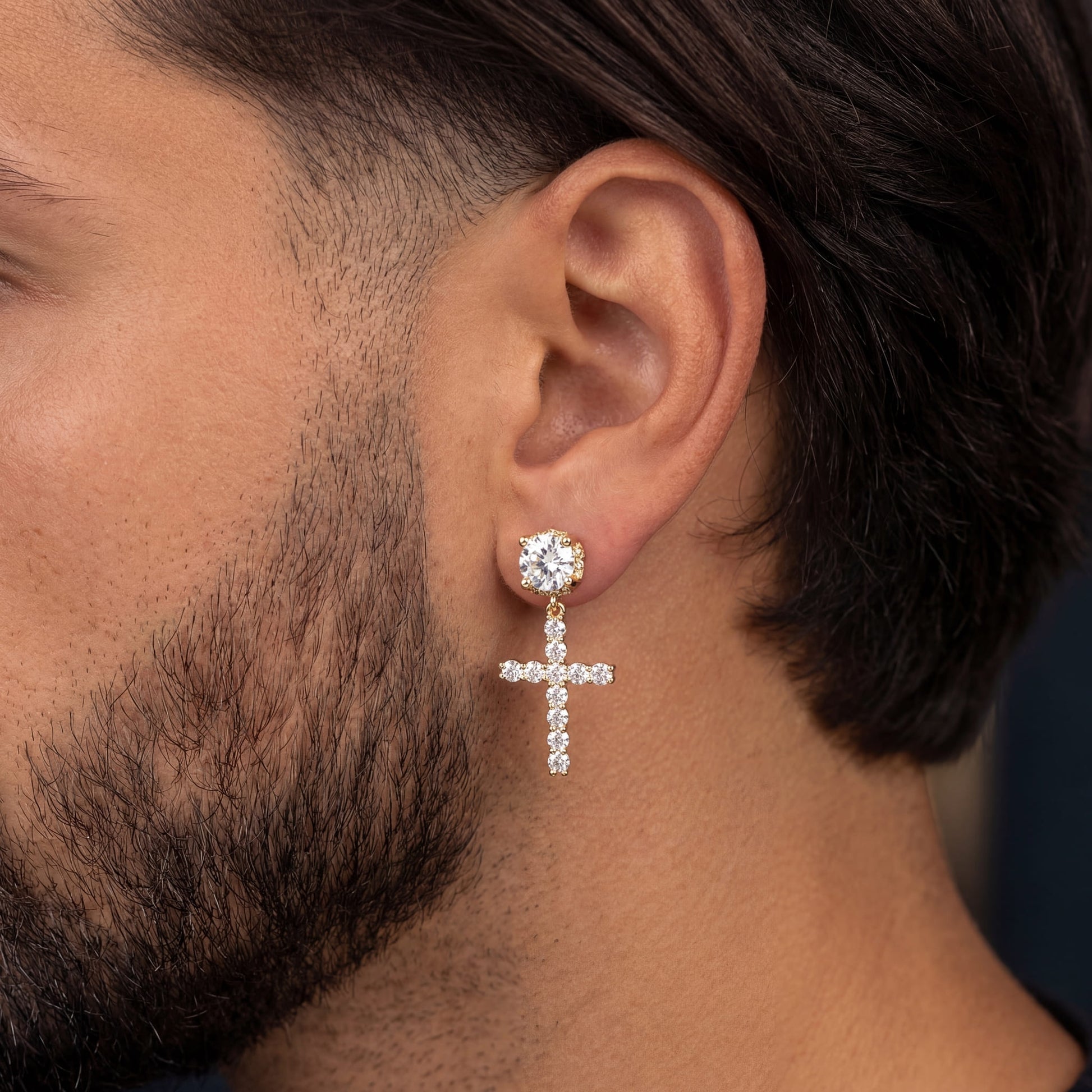 ICED OUT "GOLD LUXURY CROSS" OHRRINGE - ICERAIN JEWELRY