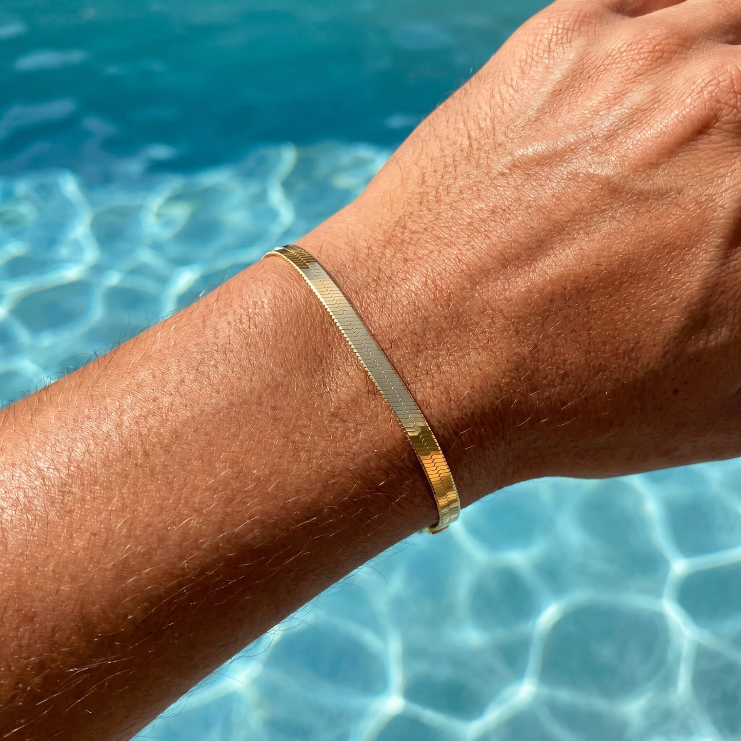 925S SILVER 18K GOLD "HERRINGBONE" ARMBAND - ICERAIN JEWELRY