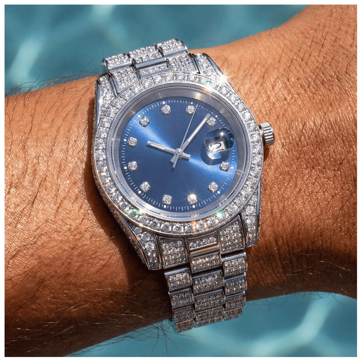 ICED OUT 40MM "COSAFIMA" 12K WEISSGOLD UHR - ICERAIN JEWELRY