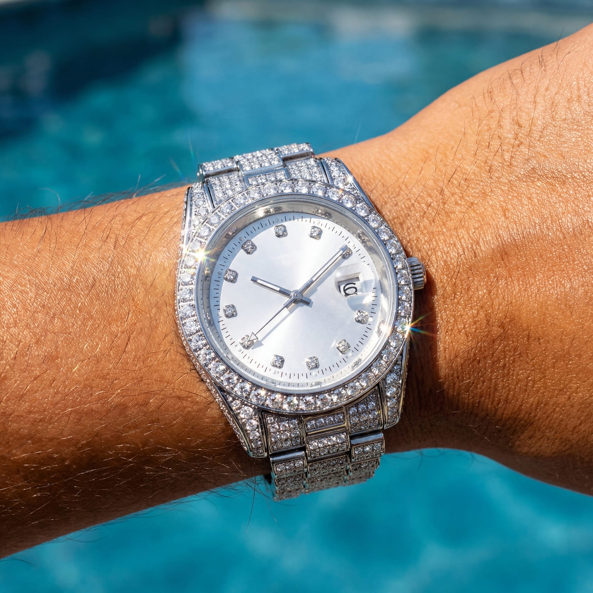 ICED OUT 40MM "COSAFIMA" 12K WEISSGOLD UHR - ICERAIN JEWELRY