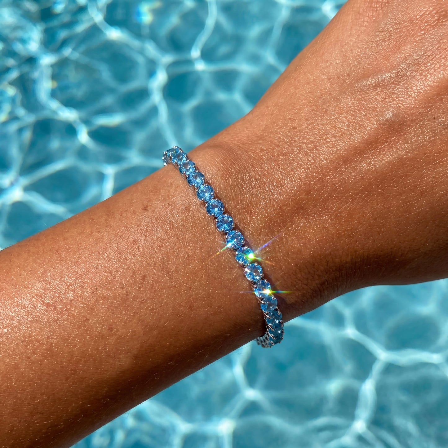ICED OUT 4MM "SKYBLUE TENNIS" ARMBAND - ICERAIN JEWELRY