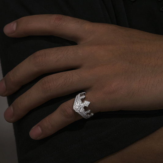 ICED OUT MOISSANITE "CROWN" WEISSGOLD 925S SILVER RING - ICERAIN JEWELRY