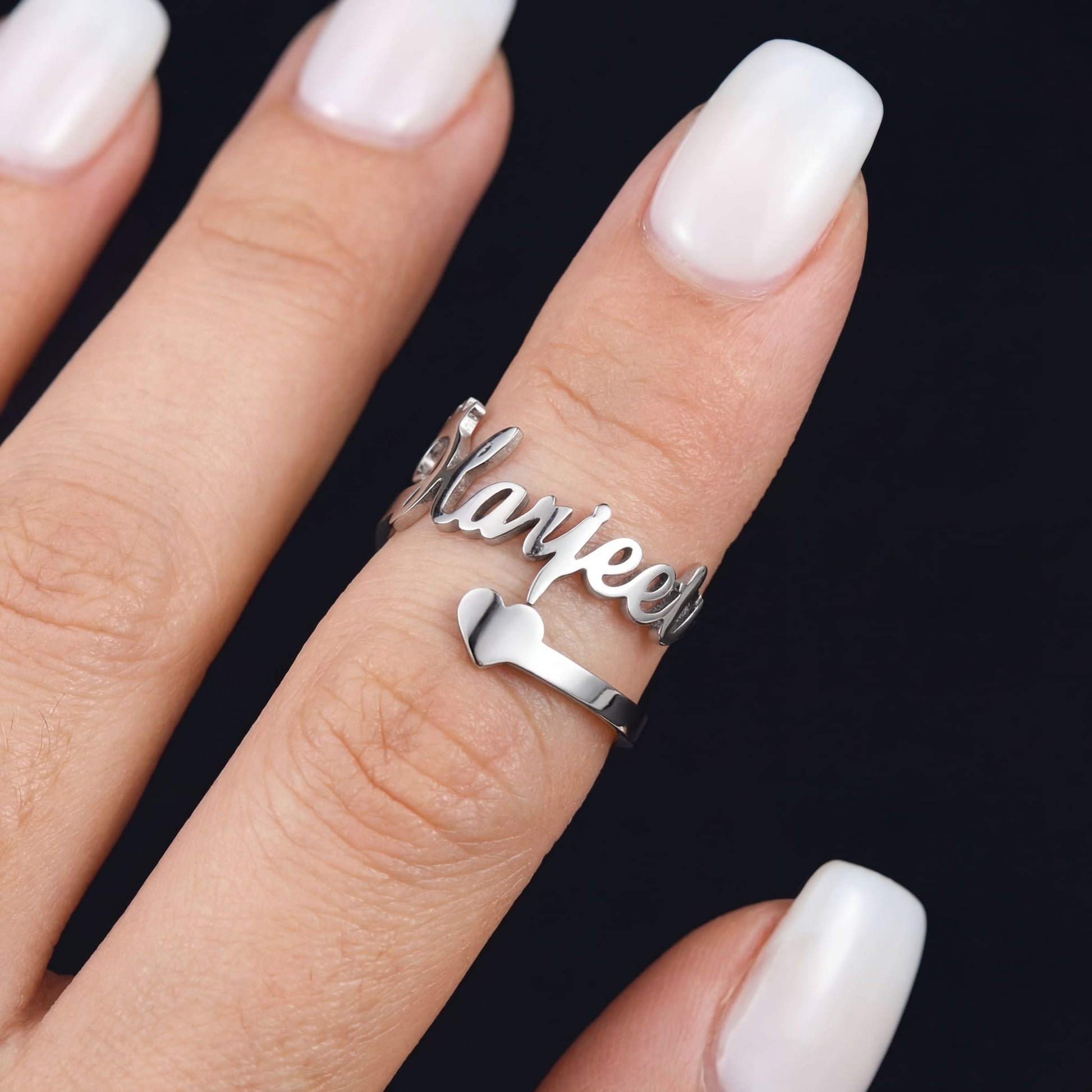 PERSONALISIERTER EDELSTAHL "HEART" RING - ICERAIN JEWELRY