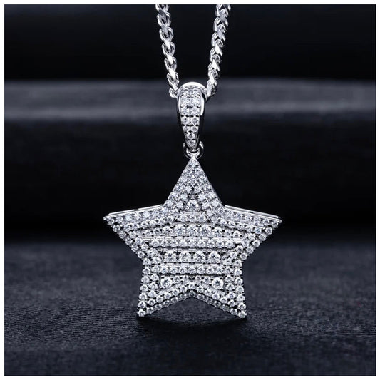 ICED OUT MOISSANITE "STAR" WEISSGOLD 925S SILVER KETTE - ICERAIN JEWELRY