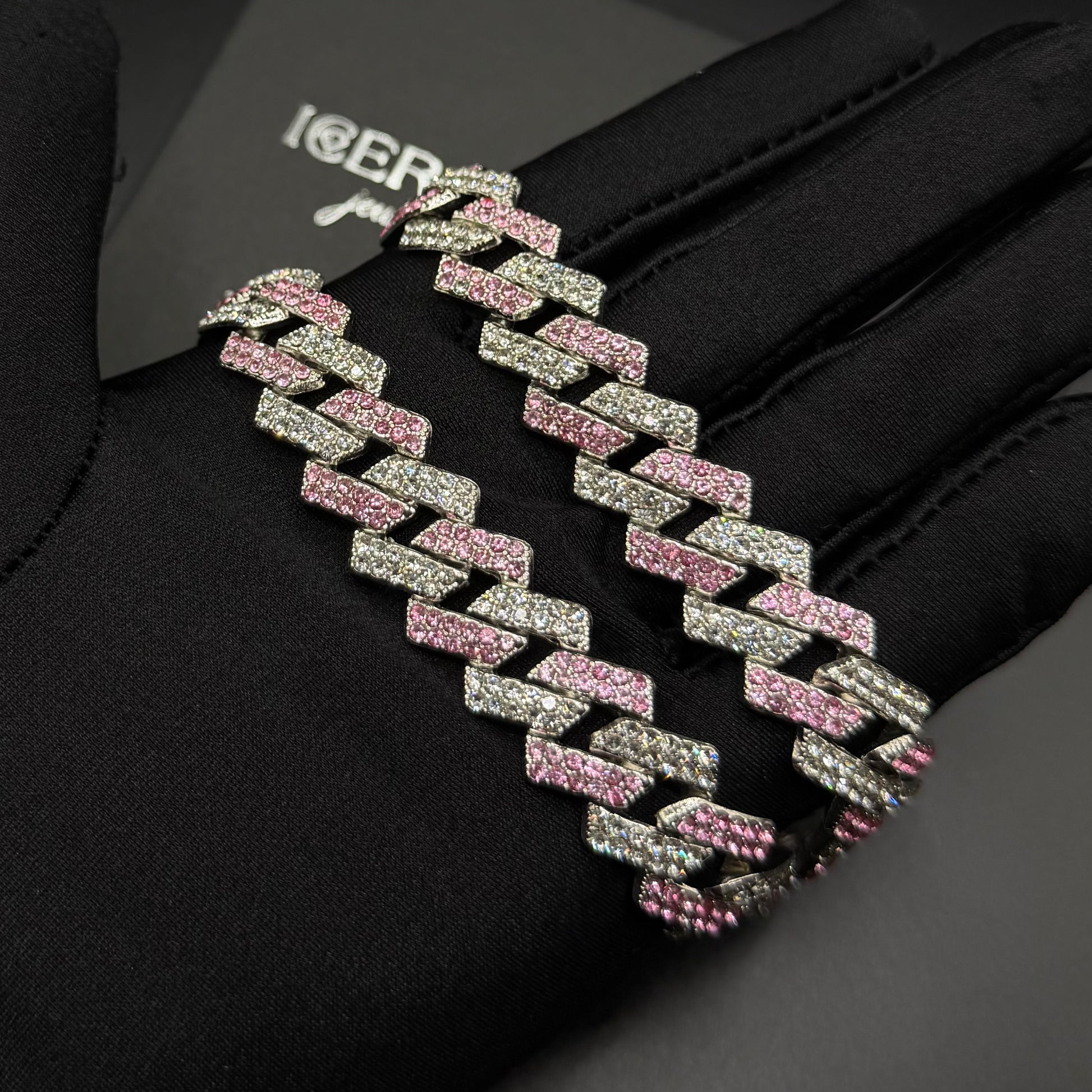 ICED OUT 14MM "SILVER/PINK PRONG CUBAN" KETTE - ICERAIN JEWELRY