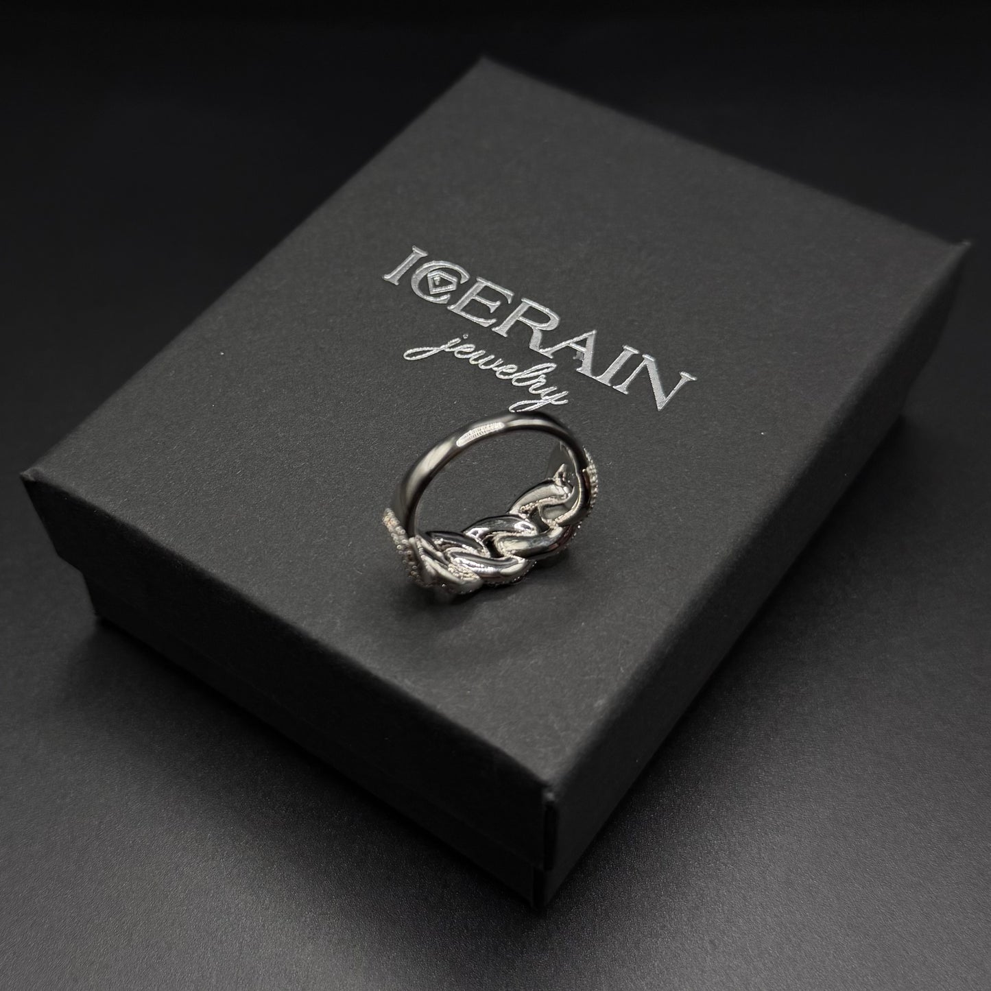 ICED OUT MOISSANITE "HALF CUBAN" WEISSGOLD 925S SILVER RING - ICERAIN JEWELRY