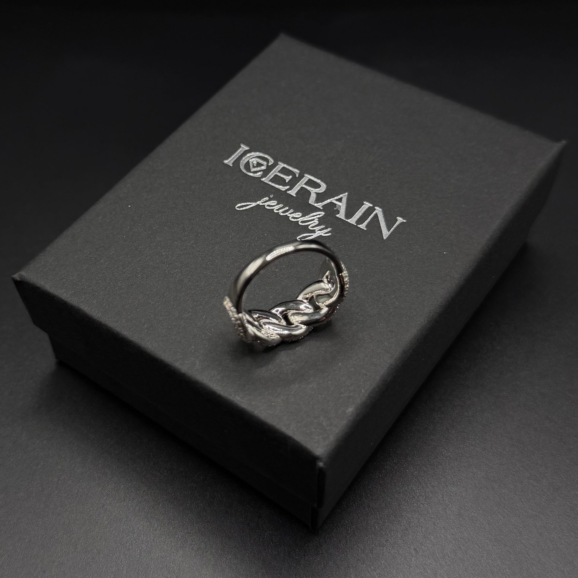 ICED OUT MOISSANITE "HALF CUBAN" WEISSGOLD 925S SILVER RING - ICERAIN JEWELRY