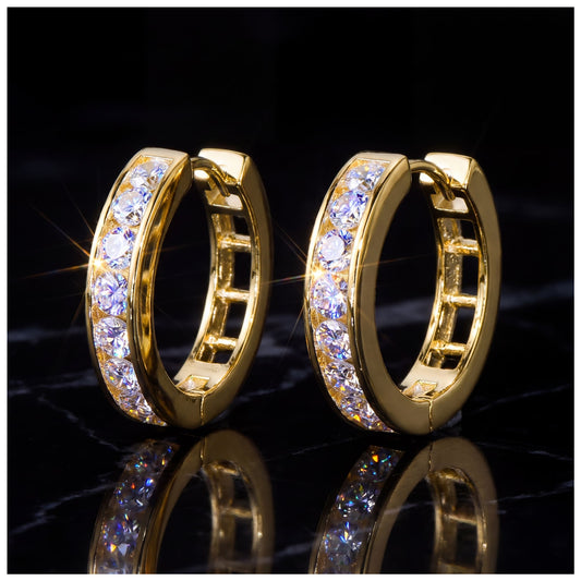 ICED OUT MOISSANITE "GOLD CREOLES" WEISSGOLD 925S SILVER OHRRINGE