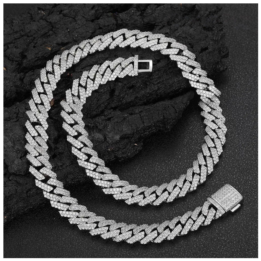 ICED OUT 10-14MM "SILVER PRONG CUBAN" KETTE [HEAVY VERSION]