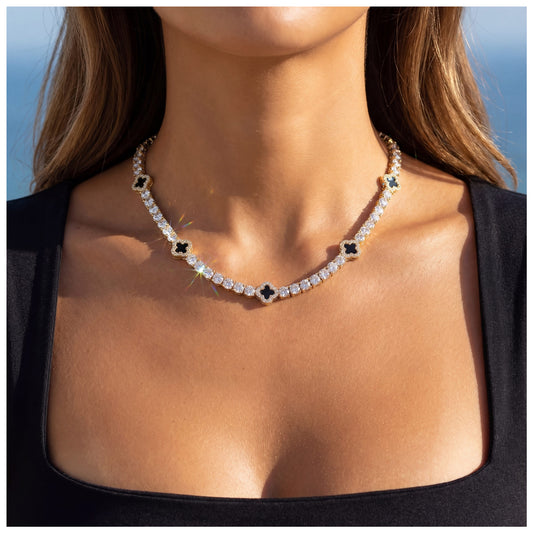 ICED OUT "GOLD CLOVER TENNIS" KETTE - ICERAIN JEWELRY
