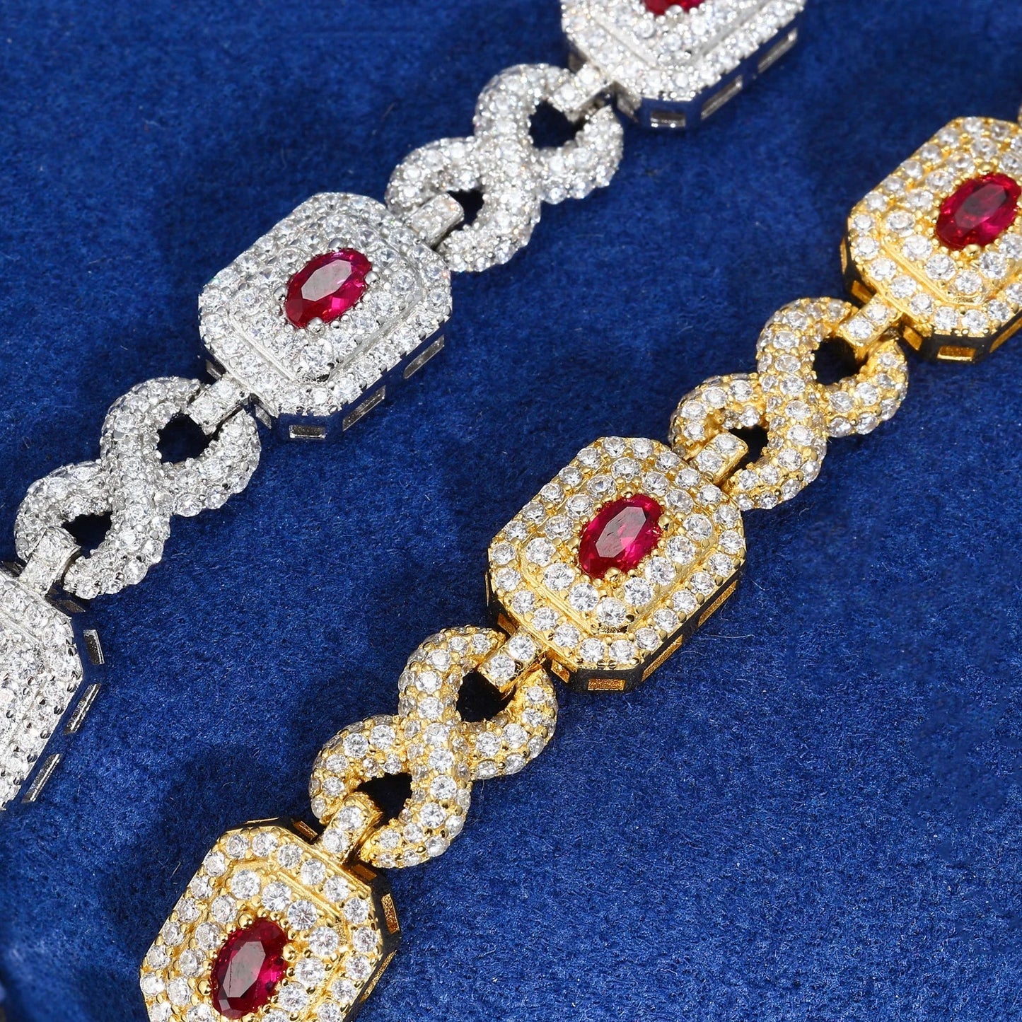 ICED OUT 10MM MOISSANITE "ZOLETTA" WEISSGOLD 925S SILVER ARMBAND