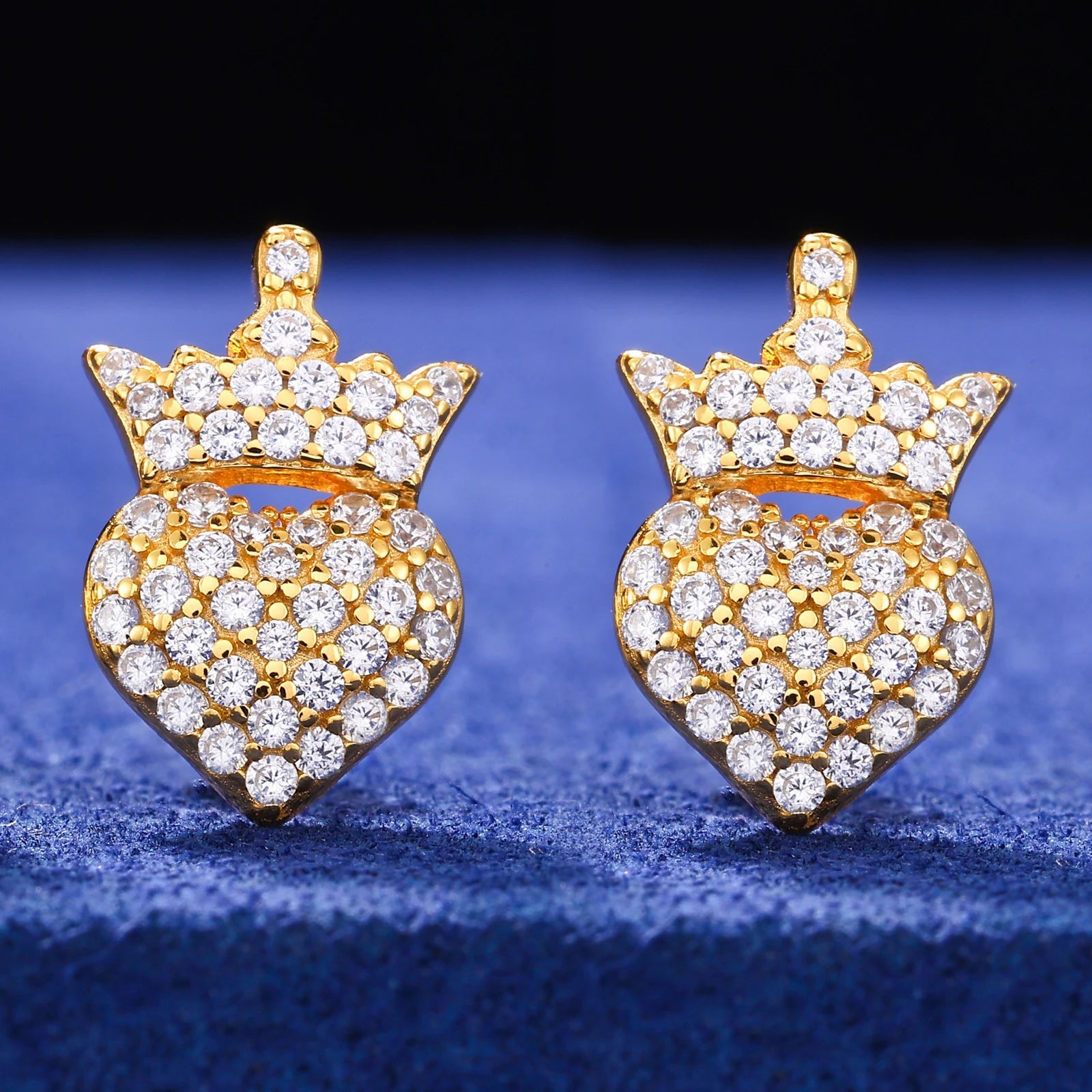 ICED OUT MOISSANITE "CROWN HEART" WEISSGOLD 925S SILVER OHRRINGE - ICERAIN JEWELRY