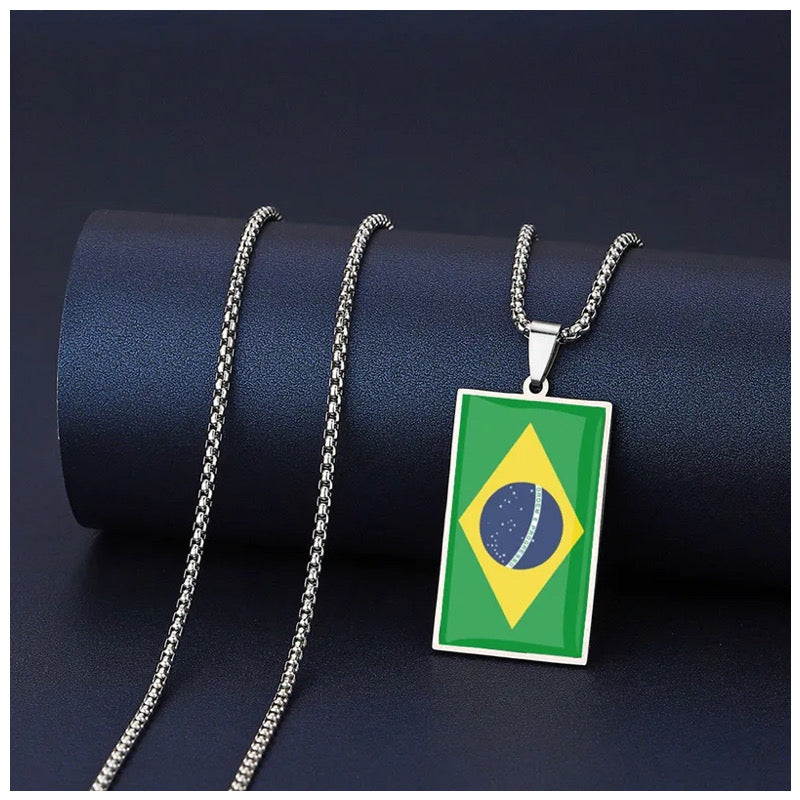 EDELSTAHL "BRAZIL FLAG" LÄNDERKETTE - ICERAIN JEWELRY