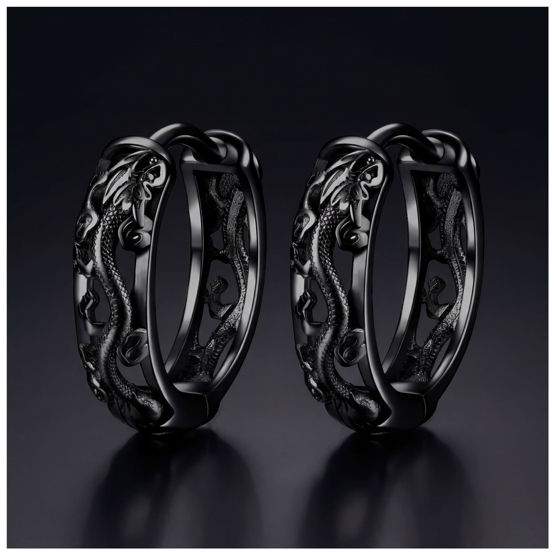 925S SILVER "BLACK DRAGON" OHRRINGE - ICERAIN JEWELRY