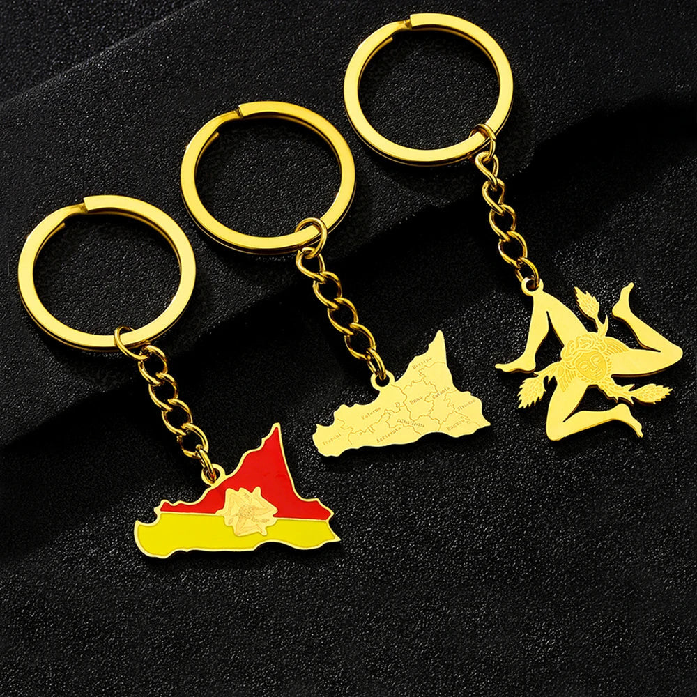 EDELSTAHL "ITALY SICILIA V3" SCHLÜSSELANHÄNGER - ICERAIN JEWELRY