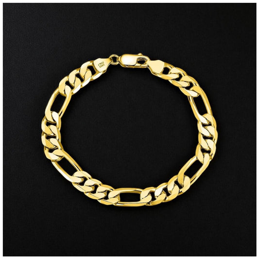 925S SILVER 18K GOLD 6,5MM "FIGARO" ARMBAND [PREMIUM VERSION] - ICERAIN JEWELRY