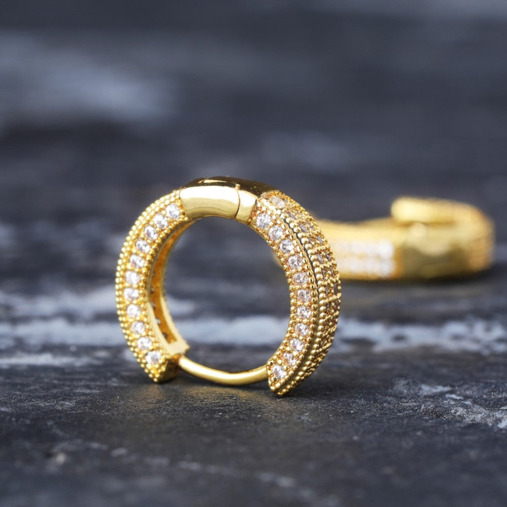 ICED OUT "GOLD ROCK" OHRRINGE - ICERAIN JEWELRY