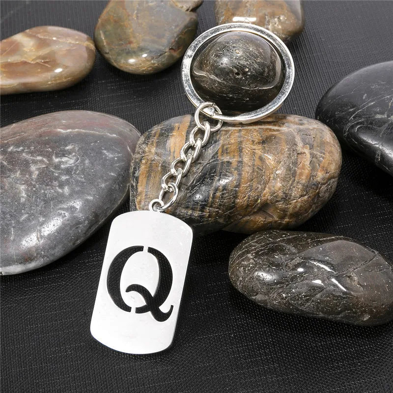 PERSONALISIERTER EDELSTAHL ANFANGSBUCHSTABE "WALLERO" SCHLÜSSELANHÄNGER - ICERAIN JEWELRY