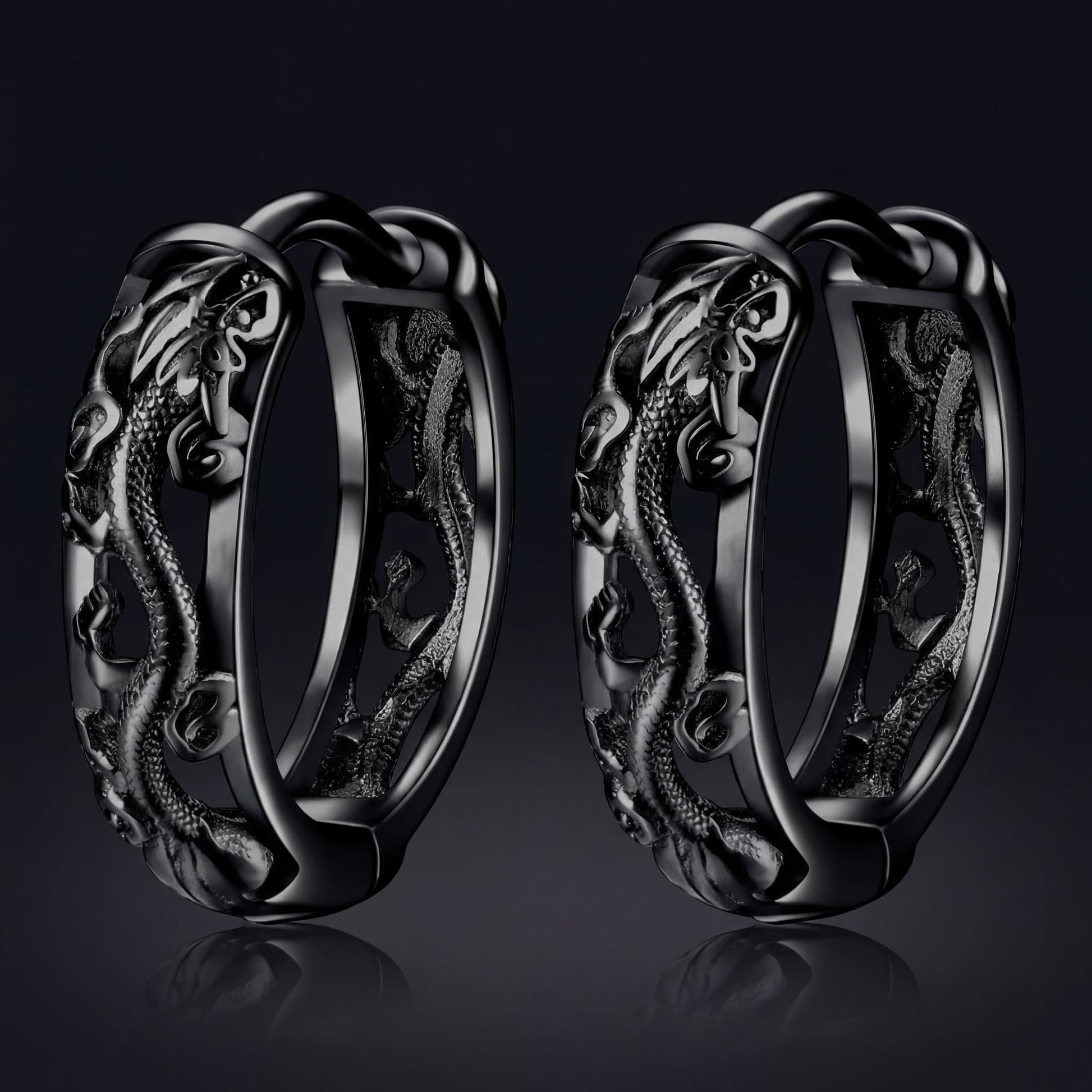925S SILVER "BLACK DRAGON" OHRRINGE - ICERAIN JEWELRY