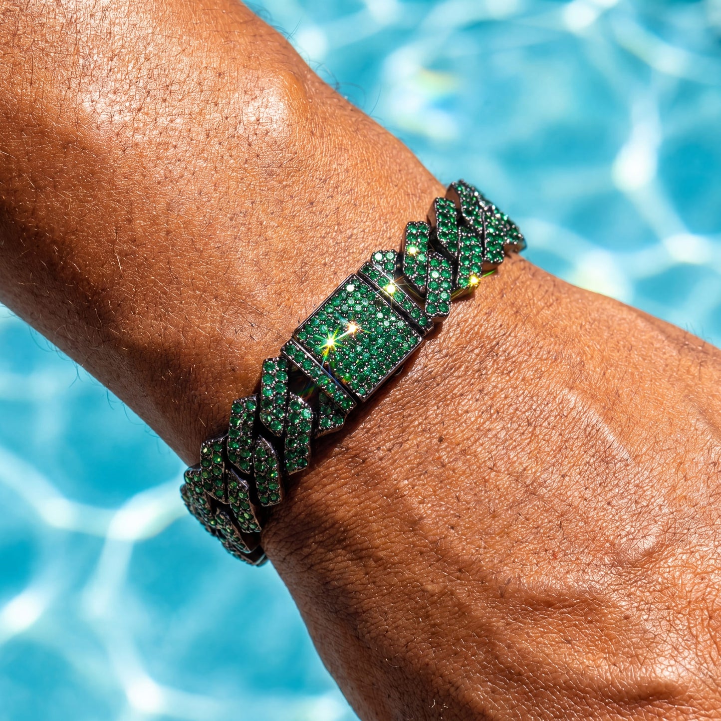 ICED OUT 14MM "GREEN PRONG CUBAN" ARMBAND [CLASSIC VERSION] - ICERAIN JEWELRY