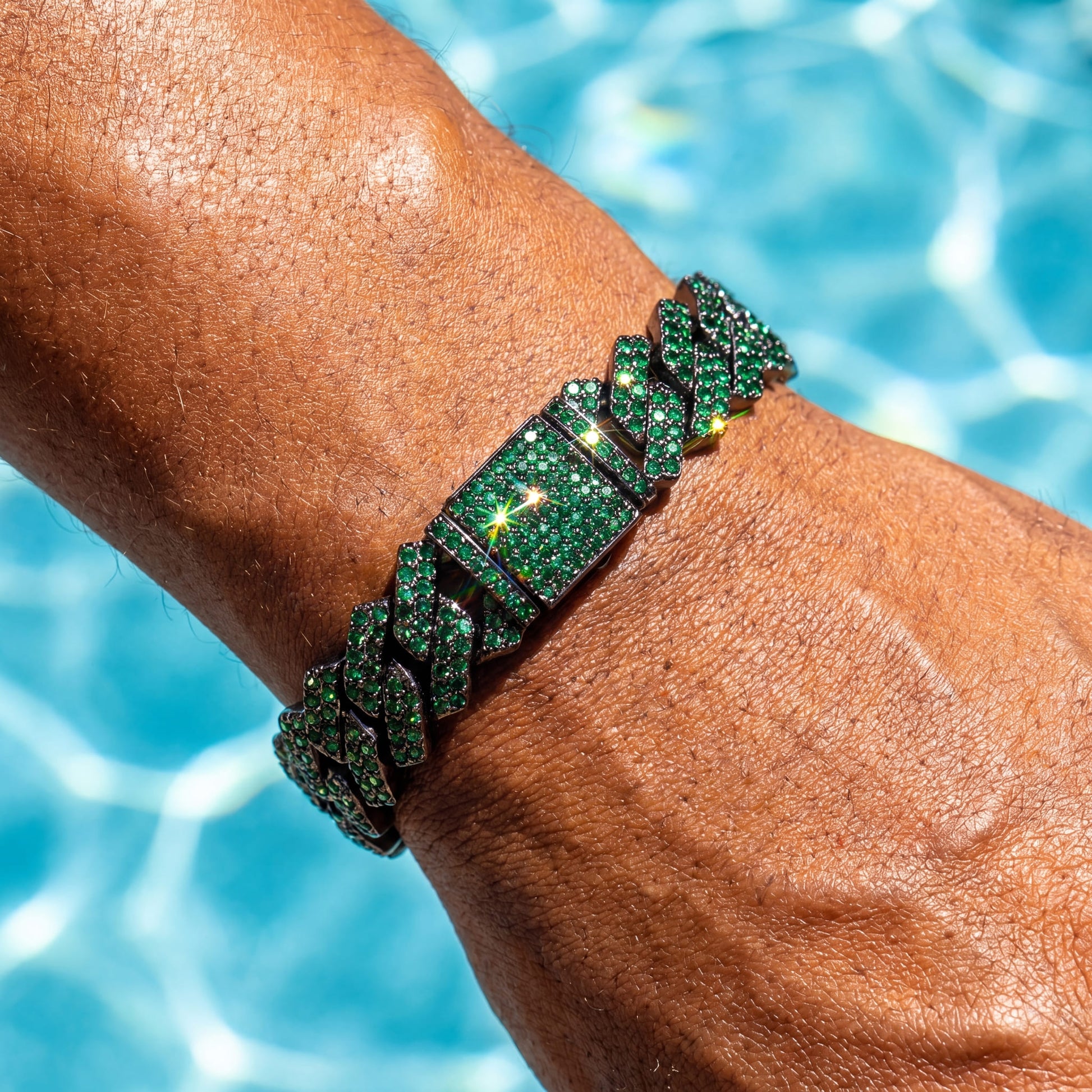 ICED OUT 14MM "GREEN PRONG CUBAN" ARMBAND [CLASSIC VERSION] - ICERAIN JEWELRY