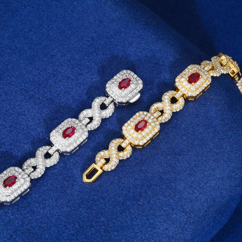 ICED OUT 10MM MOISSANITE "ZOLETTA" WEISSGOLD 925S SILVER ARMBAND