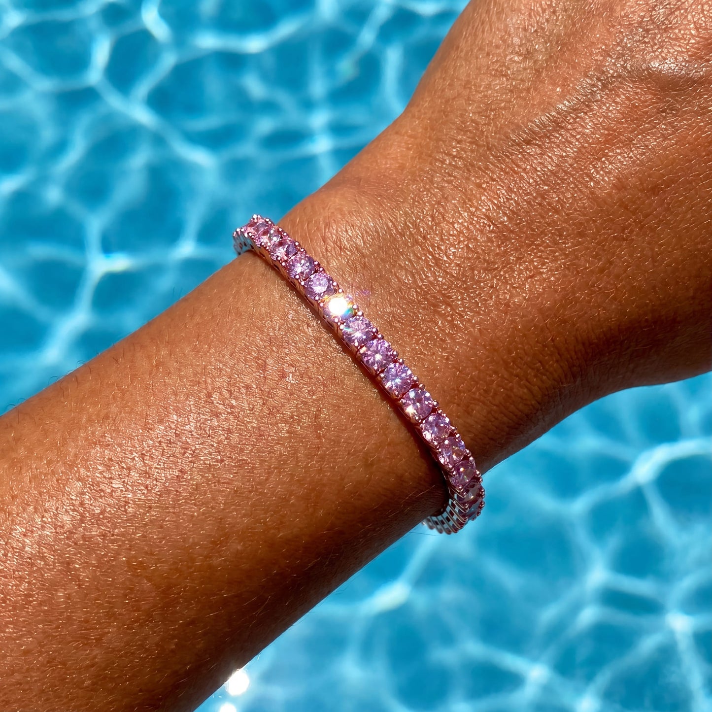 ICED OUT 4MM "PINK TENNIS" ARMBAND - ICERAIN JEWELRY